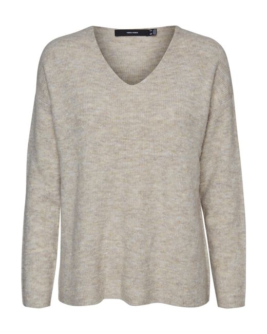 Vero Moda Gray Vmcrewlefile Ls V-neck Blouse Noos Sweater
