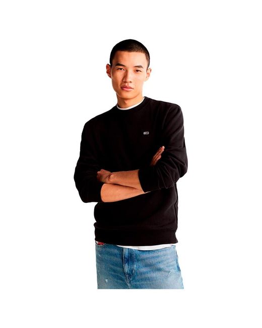 Tommy Hilfiger Black Tjm Reg S Flag Crew Dm0dm20741 Pullover Sweatshirt for men