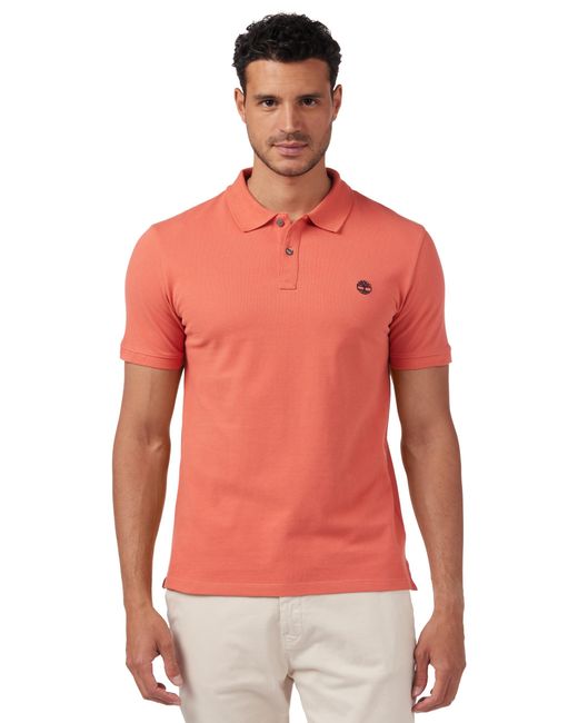 Timberland Red Slim Basic Polo Shirt With Logo for men