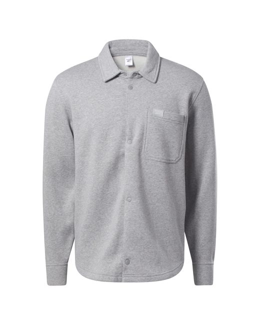 Reebok Gray 's Classics Wardrobe Essentials Fleece Overshirt Hiking Shirt