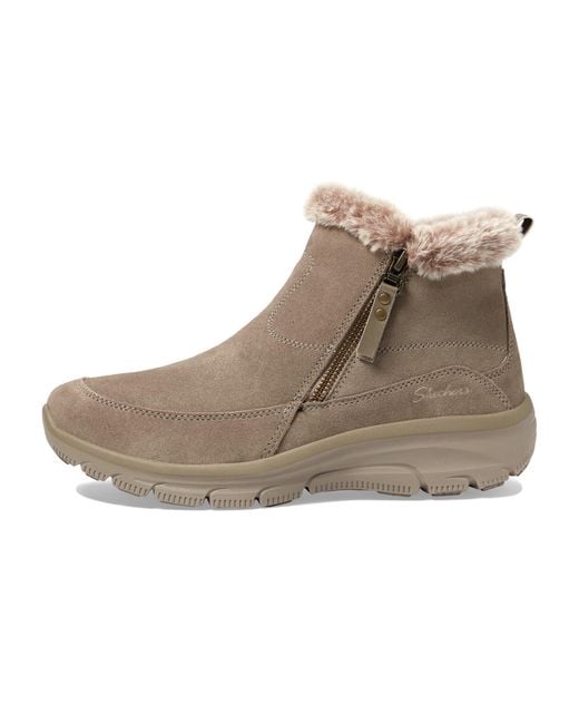 Skechers Brown Easy Going Cool Zip Ankle Boot