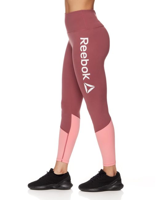 Reebok Red Highrise 7/8 Focus Leggings With Back Zipper Pocket