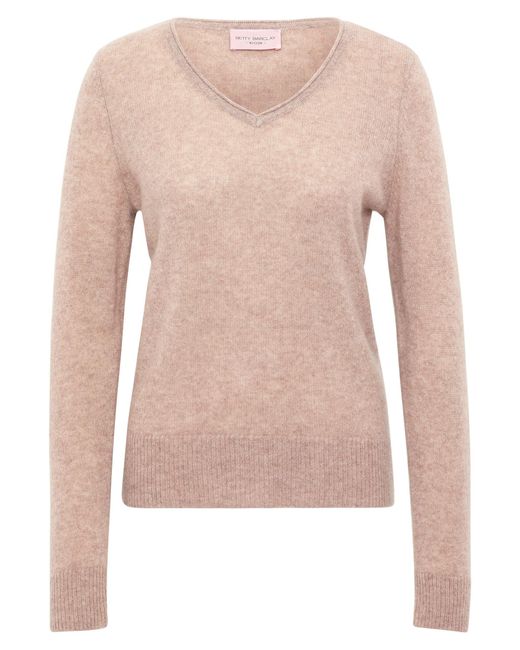 Betty Barclay Pink Kaschmir-Pullover mit V-Ausschnitt Funghi Melange,40