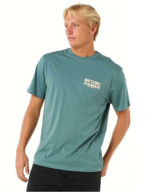 Rip Curl Green Graphic Short Sleeve Crew Neck T-shirt for men