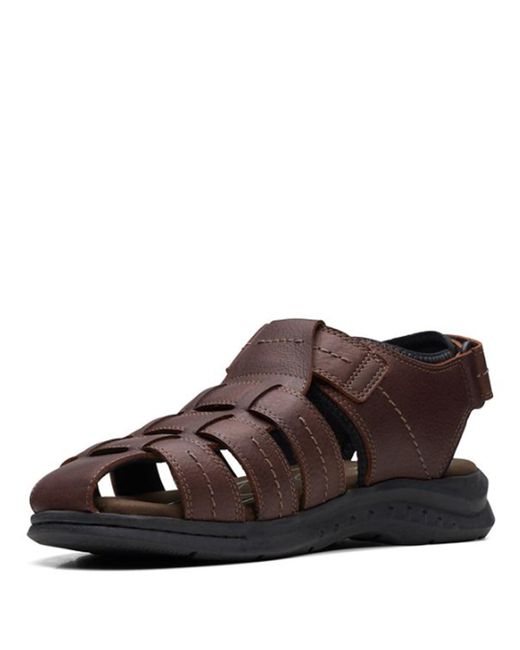 Clarks Brown Walkford Fish Flat Sandals for men