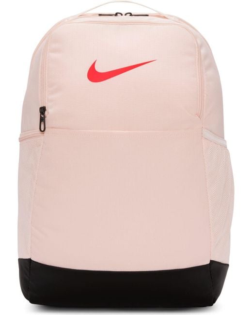 Nike Pink Unisex Backpack Nk Brsla M Bkpk - 9.5 (24l), Guava Ice/black/bright Crimson, Dh7709-838, Misc, Guava Ice/black/bright