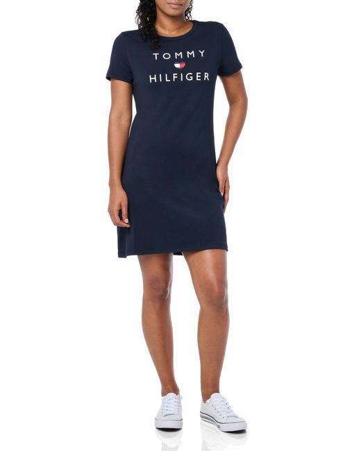 Tommy Hilfiger Blue T-shirt Short Sleeve Cotton Summer Dresses For
