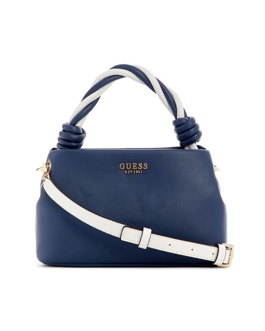 Guess Cruise Vibe Top Handle Crossbody Bag Navy/white in Blue