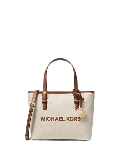 Michael Kors Natural Jet Set Travel Extra-small Canvas Top-zip Tote Bag