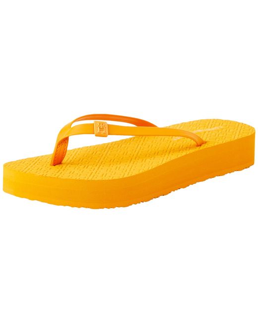 Tommy Hilfiger Vrouwen Monogram Strand Sandaal Flip Flop in het Yellow