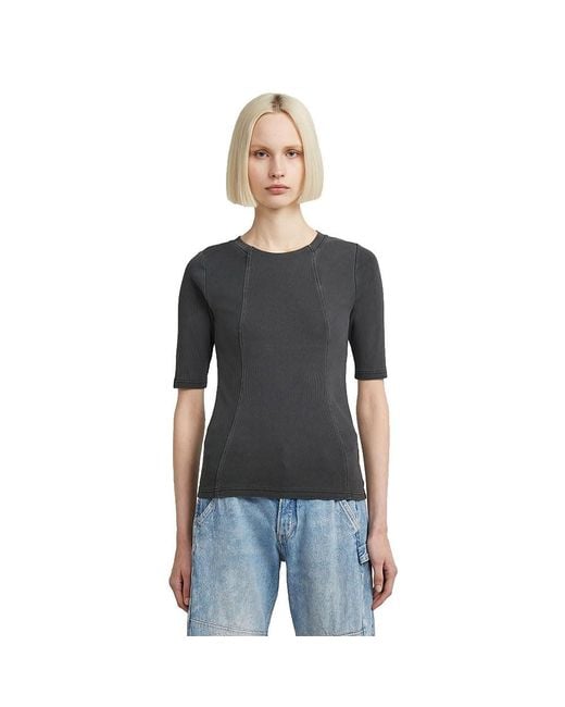 G-Star Washed A Line Slim Rib R T 1 Sl Wmn in het Black