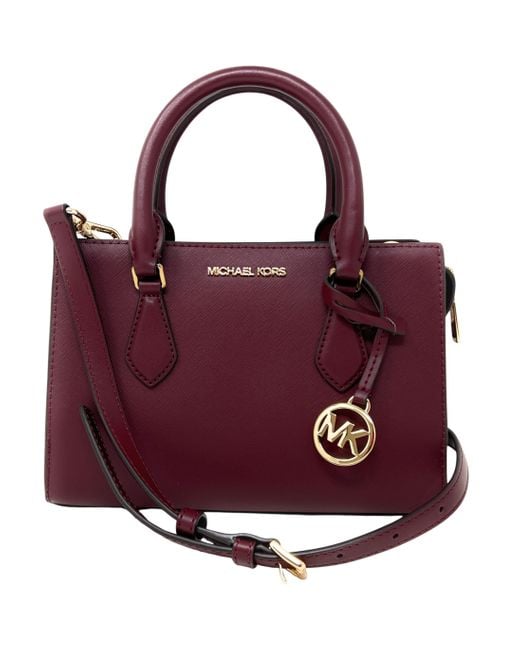 Michael Kors Purple Sheila Small Saffiano Crossbody Bag Leather Satchel Oxblood