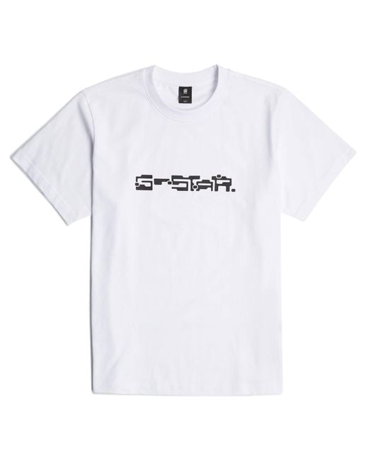 G-Star RAW Dot Script Loose R T T-shirt Voor in het White voor heren