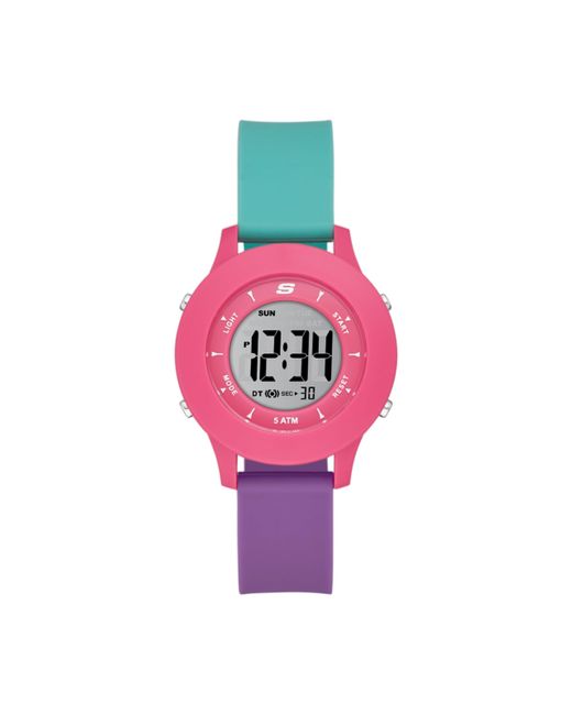 Skechers Pink Rosencrans Digitale Silikon-Armbanduhr für