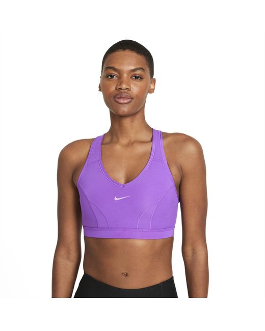 Nike Sports Bras Polyester/spandex Blend Swoosh Bra in Purple | Lyst UK