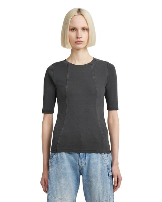 G-Star Washed A Line Slim Rib R T 1 Sl Wmn in het Black