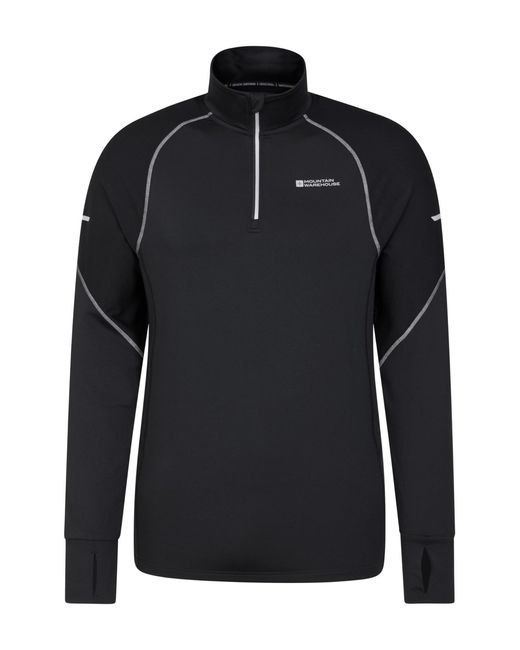 Mountain Warehouse Black Control S Half-zip Midlayer -fast Dry Sports Top for men
