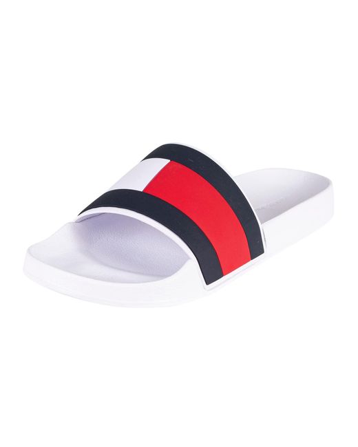 Tommy Hilfiger Red Rubber Th Flag Pool Slide Sandals for men
