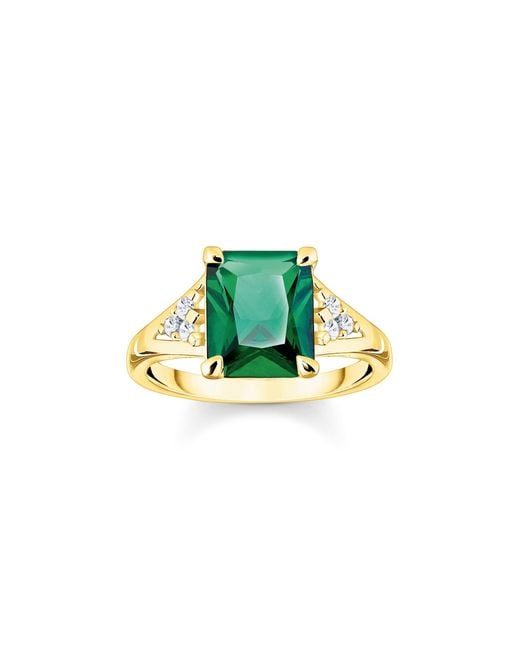 Bague Pierre Verte Or Argent Sterling 925 Thomas Sabo en coloris Green