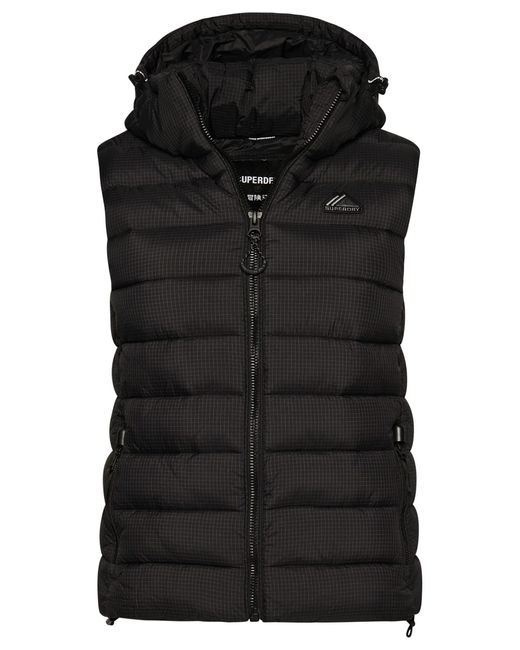 Superdry Black Hooded Padded Gilet W5011406a