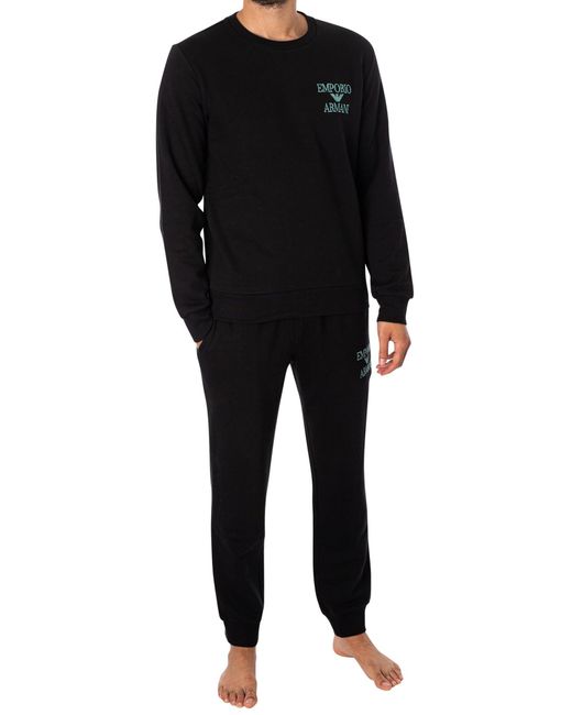 Emporio Armani Sweater+Trousers Iconic Terry in Black für Herren