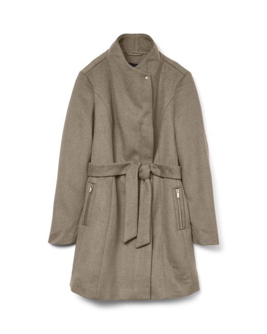 Vmtwodope Belt 3/4 Wool Jacket Ga Noos di Vero Moda in Gray
