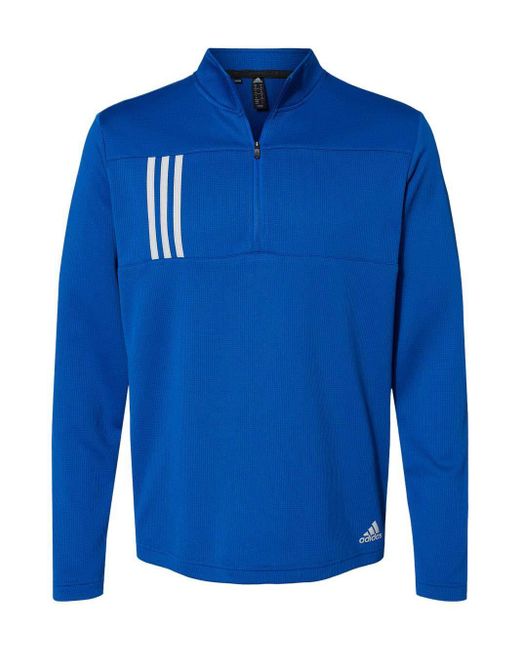 Adidas Stripes Double Knit Quarter-Zip Pullover - A482-4XL - Team Royal/Grey in Blue für Herren