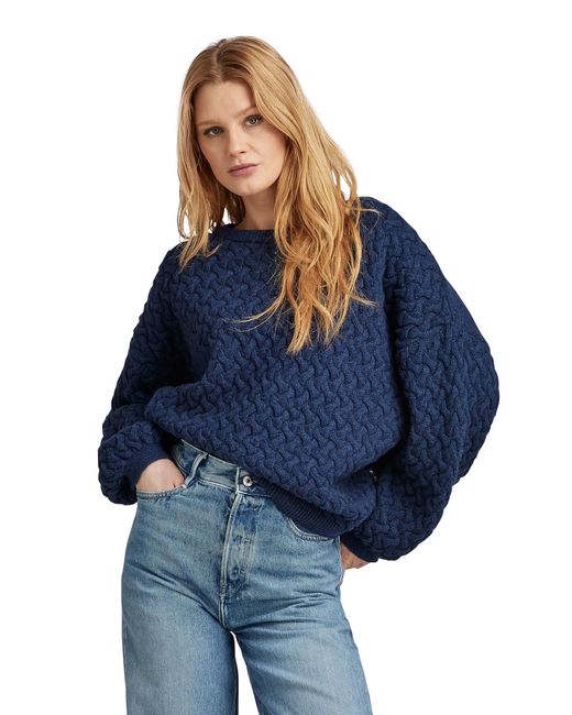 G-Star RAW Chunky Loose Boat Knit in het Blue