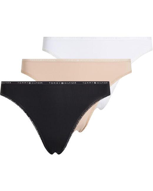 Tommy Hilfiger Black 's 3 Pack Bikini Briefs With Lace
