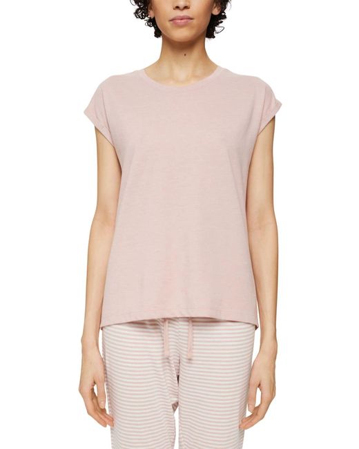 Esprit Pink Everyday Cotton Nw Ocs Shirt Sslv Pajama Top