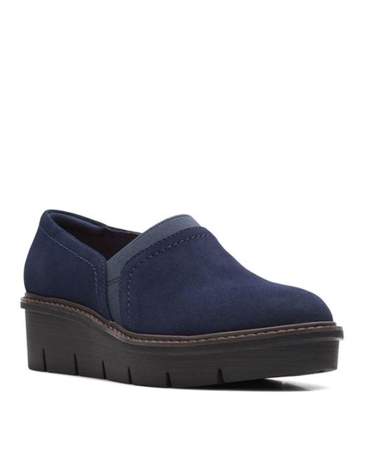 Clarks Blue Airabell Mid Wedge Sandal