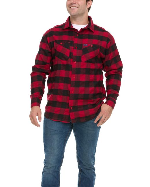 Wrangler Red Big And Tall Flannel Shirt For – S Button Down Plaid for men