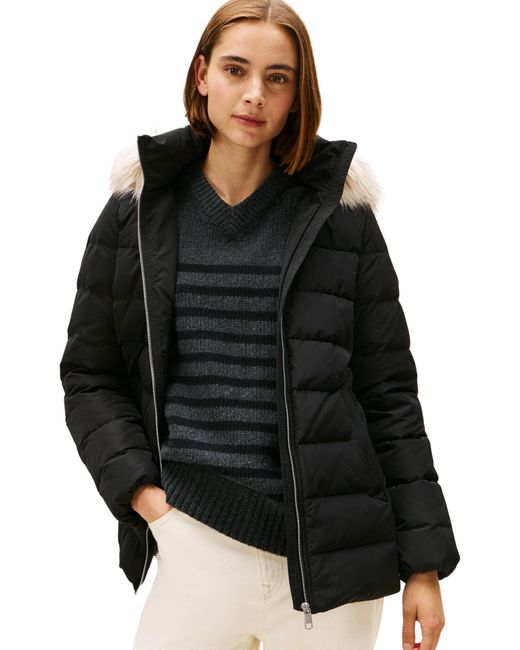 Tommy Hilfiger Mw Down Slim Jas Met Fur Ww0ww47542 Puffer Jacket in het Black