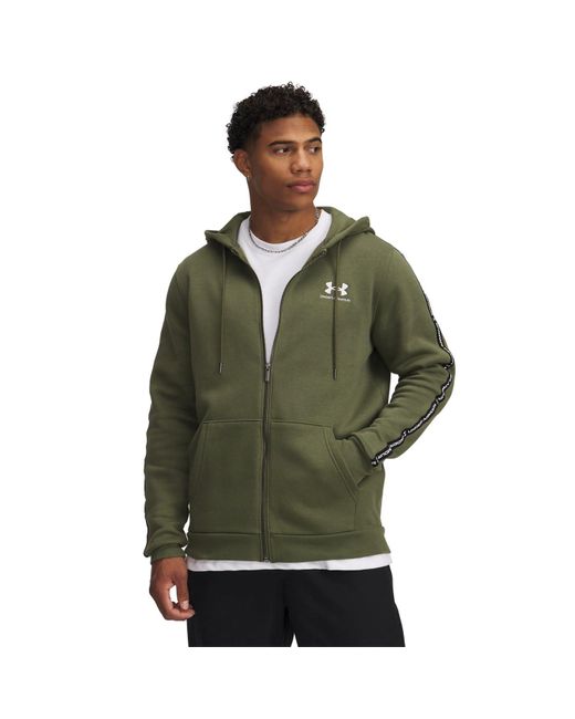 Felpa con cappuccio da uomo in pile con zip intera di Under Armour in Green