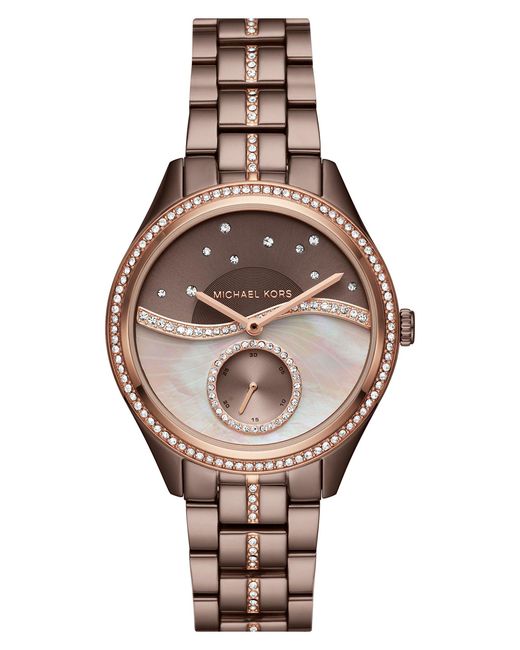 Michael Kors Natural Mk3757 Rose Gold Lauryn Sable Three-hand Watch