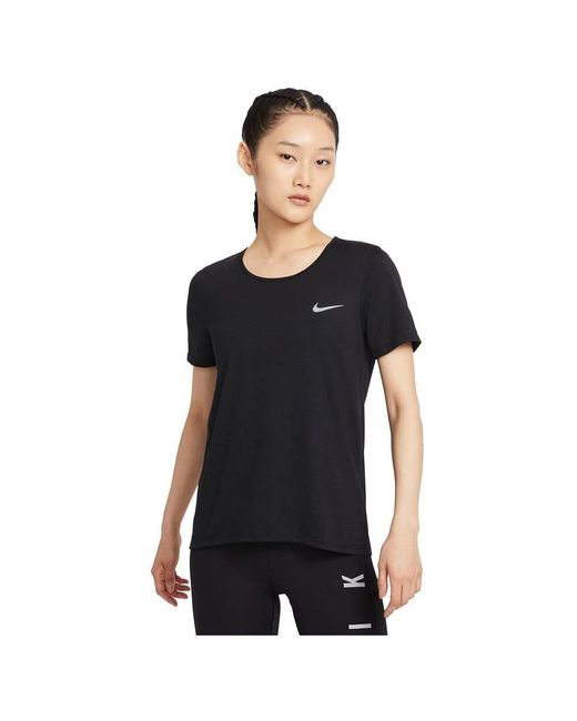 Nike Black W Nk Df Run Dvn Top Ss T-shirt