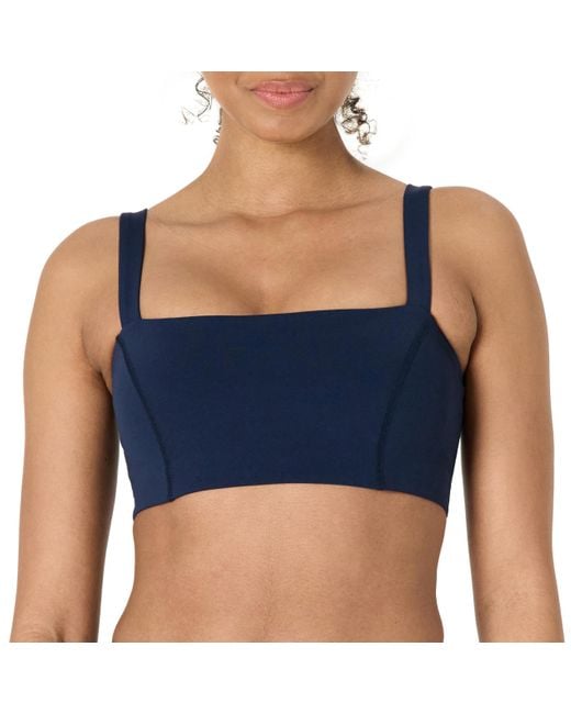 Amazon Essentials Blue Active Formflex Buttery Soft Light Support Bandeau Sports Bra With Adjustable Straps