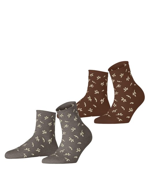 Esprit Brown Twig W Sso Cotton Patterned 2 Pairs Socks
