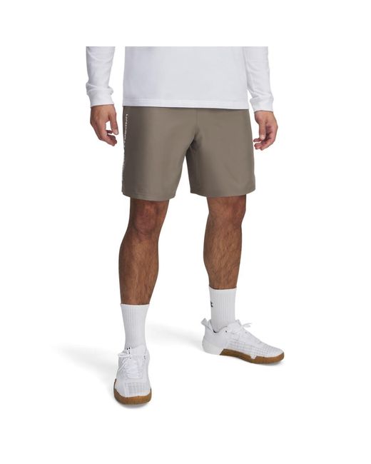 Under Armour Gray Tech Woven Wordmark 8.25" Shorts Taupe Dusk for men