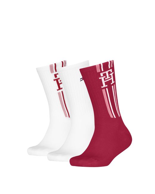 Stripe Calcetines de tripulación Tommy Hilfiger de color Red