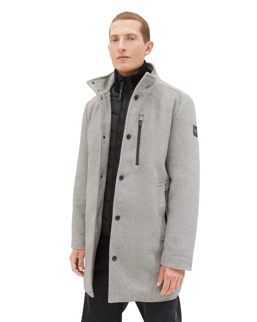 Tom Tailor 1037349 2-in-1 Wollmantel mit integrierter Innenjacke