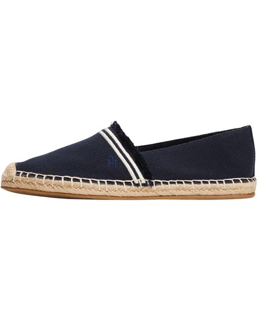 Alpargatas Mujer Fringe Canvas Closed con Logotipo Tommy Hilfiger de color Black