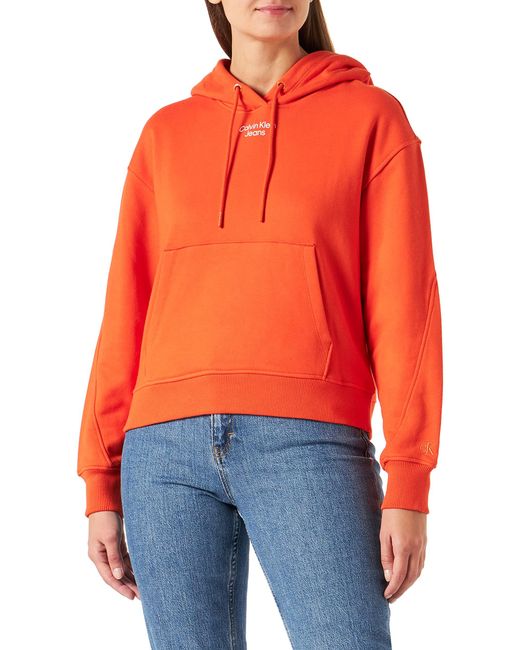 Calvin Klein Orange Stacked Logo Heavyweight Knit