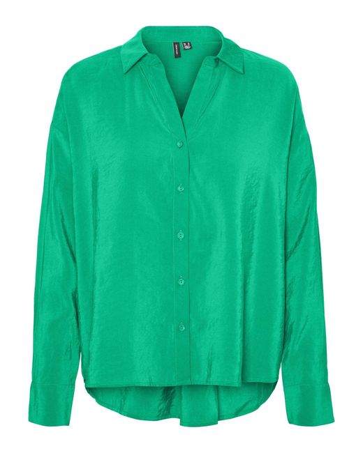 Vero Moda Green Vmqueeny Ls Oversize Shirt Wvn Ga Noos