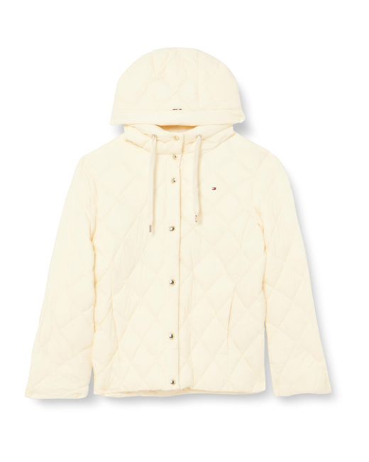 Tommy Hilfiger Classic Lw Down Gequilted Jas Calico M in het Natural