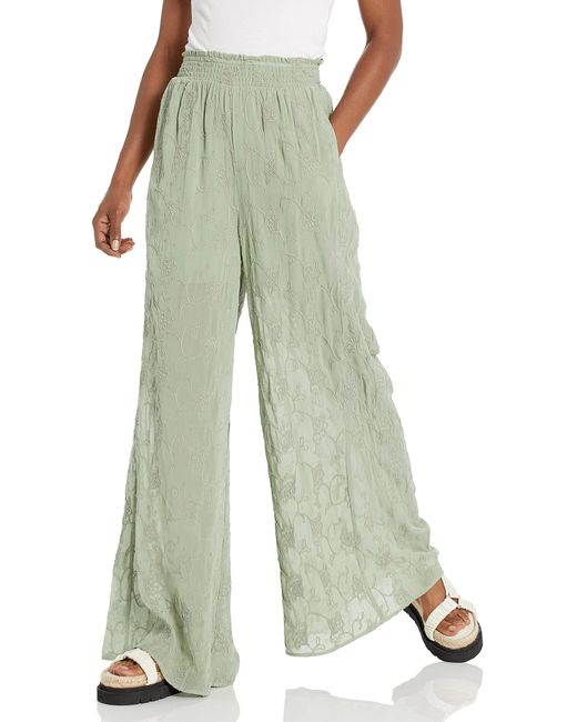 Guess Green Dexie Embroidered Palazzo Pants