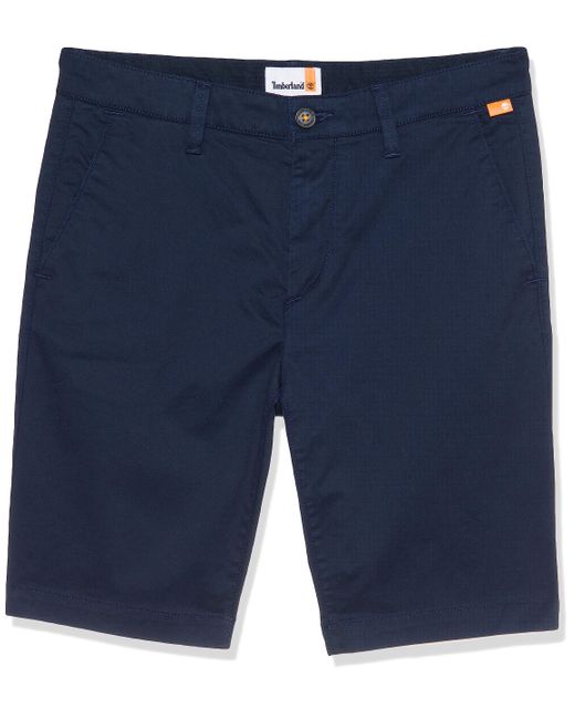 Timberland Blue Chino Bermuda Shorts With Logo Patch for men