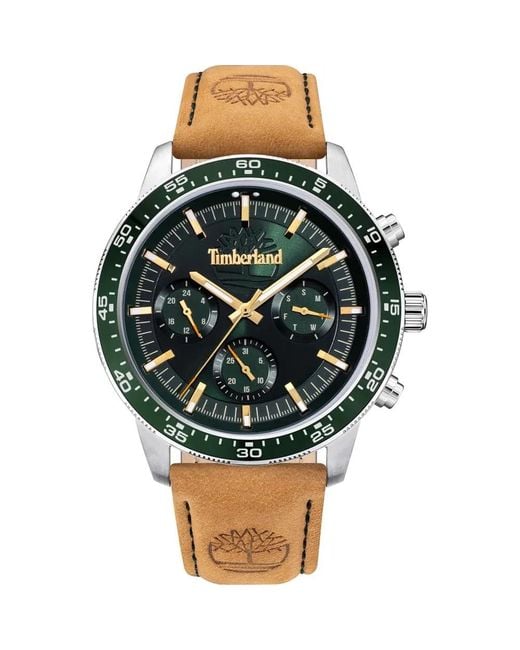 Timberland Green Analog Quartz Watch With Leather Strap Tdwgf0029001 for men