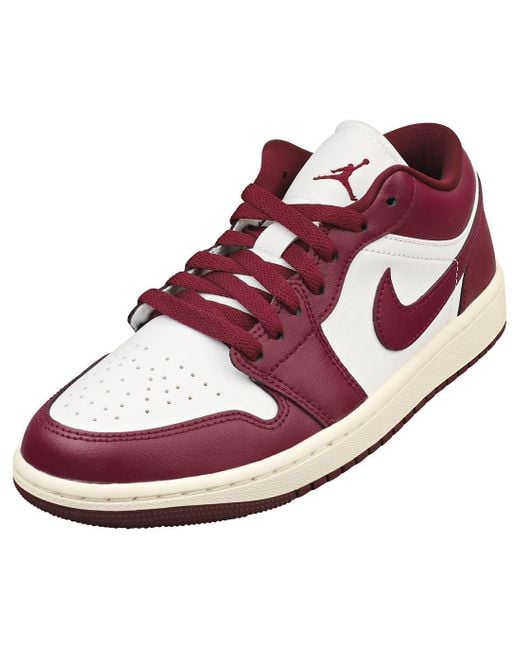 Nike Purple Air Jordan 1 Low Womens Fashion Trainers In White Burgundy - 6 Uk