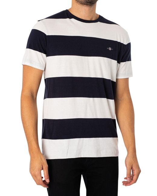 T-Shirt Bar Stripe SS di Gant in Blue da Uomo